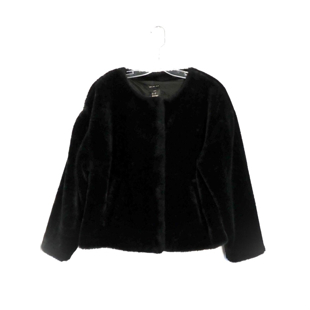 Zara TRF faux fur teddy bomber jacket furry soft short coat black trendy cozy - Picture 1 of 7